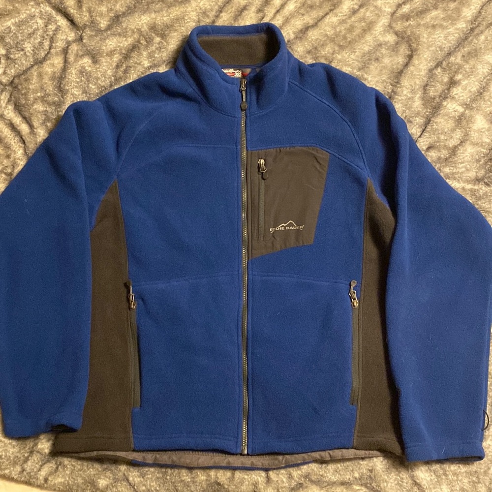 Men’s NWOT Eddie Bauer Polartec 365 Fleece Jacket, Blue & Grey, Large